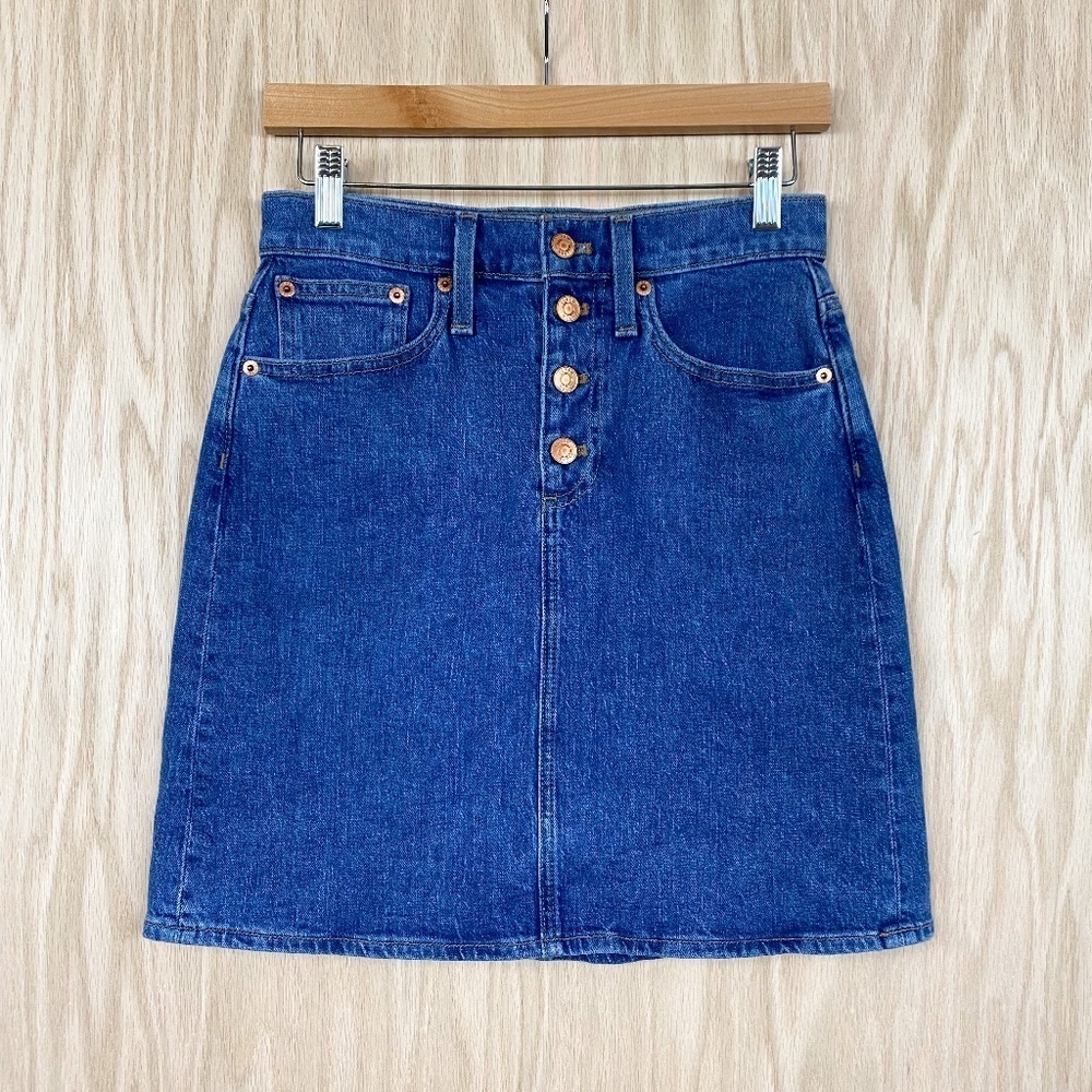 J. Crew Button Front Denim Mini Jean Skirt